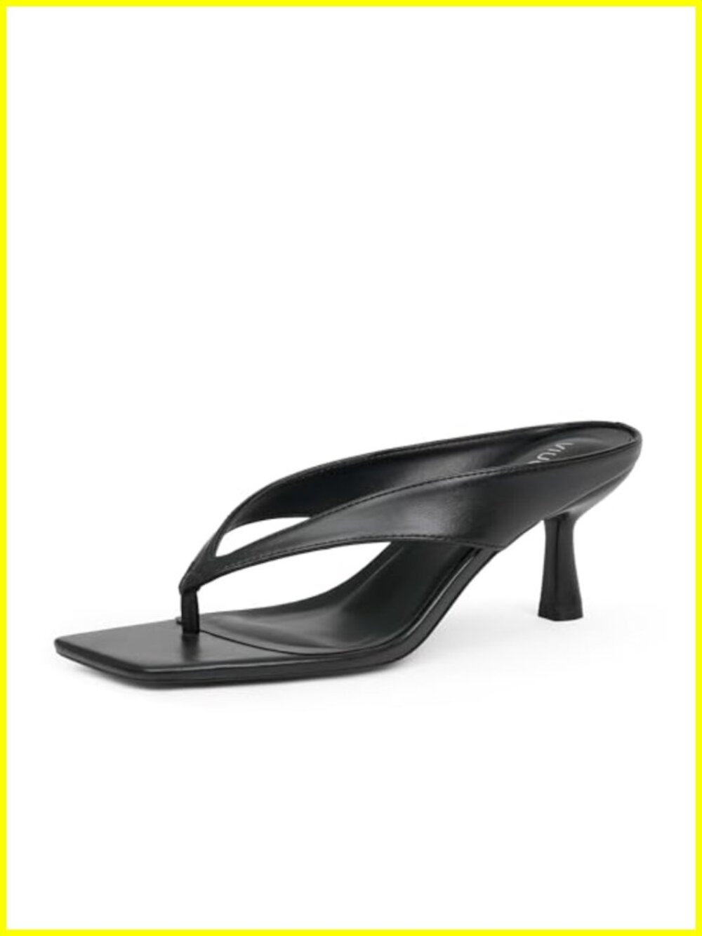 Square Toe Thong Kitten Heel Sandals, Faux Leather, Slip-On for Summer